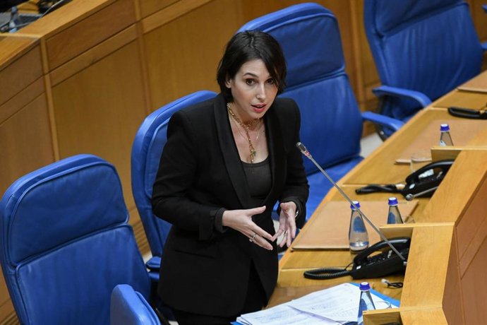 La conselleira de Economía e Industia, María Jesús Lorenzana, comparece durante el pleno del Parlamento de Galicia. Santiago de Compostela.