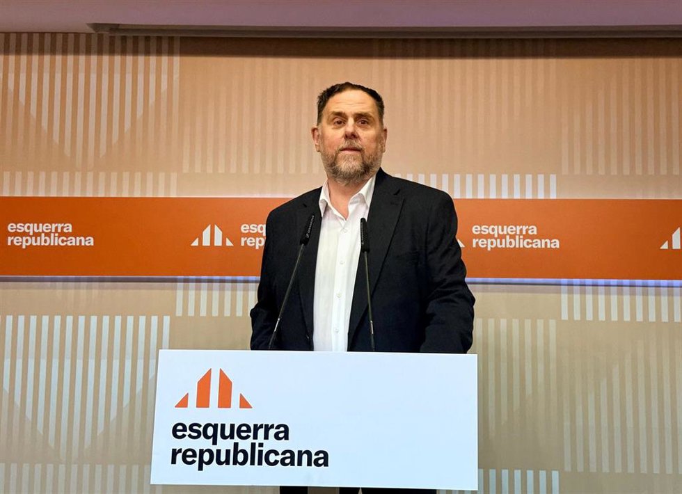 Archivo - El líder de ERC, Oriol Junqueras, en rueda de prensa.