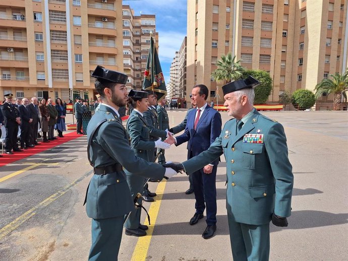 El coronel José Antonio Carvajal durante el acto de toma de posesión como jefe de la Comandancia de la Guardia Civil en Almería.