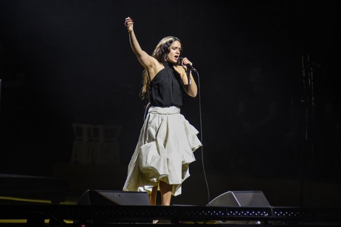 La cantante Rosalía durante el Concierto-Manifiesto x Palestina en el Palau Sant Jordi, a 29 de enero de 2026, en Barcelona, Catalunya (España).