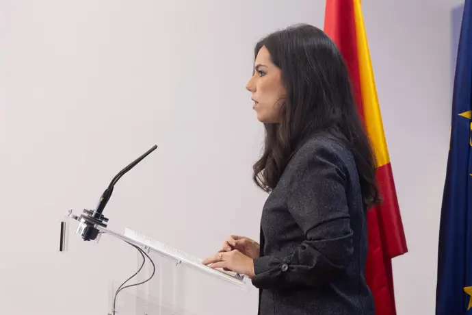 La portavoz de VOX, Pepa Millán, durante una rueda de prensa