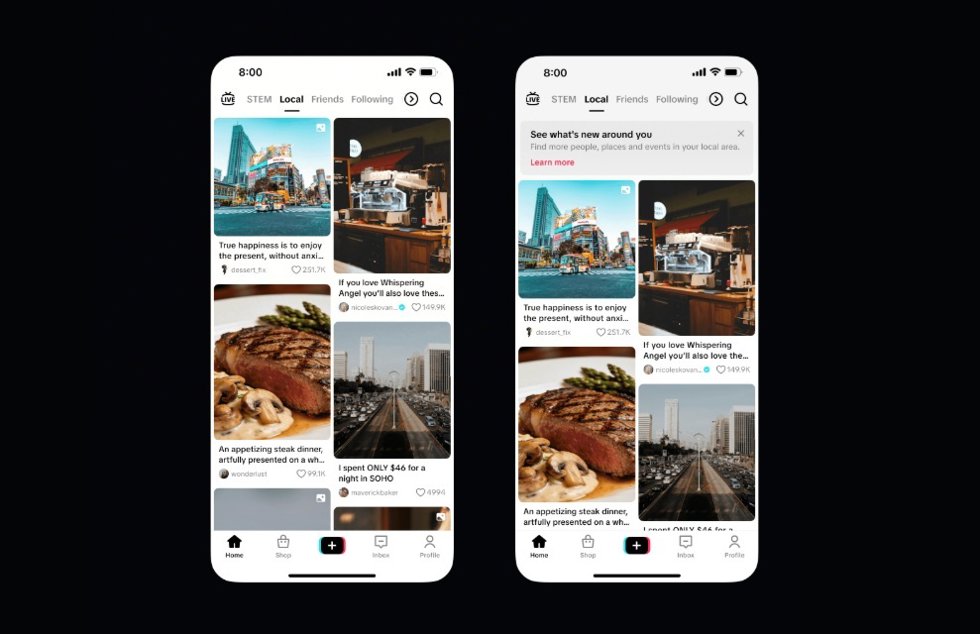 El 'feed' local de TikTok