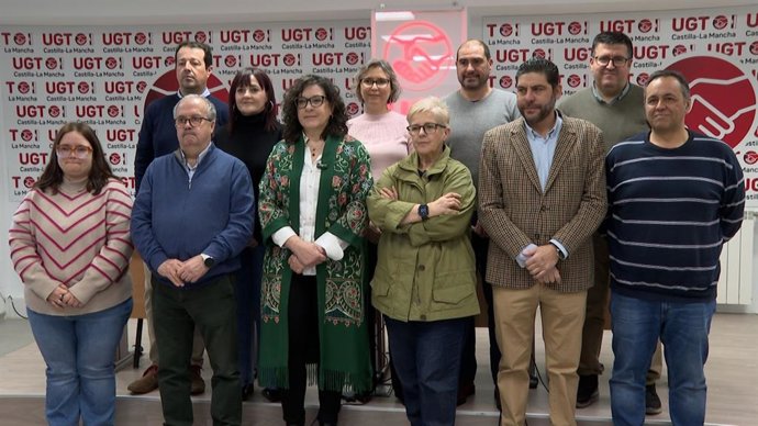 Rueda de prensa de la secretaria general de UGT en Castilla-La Mancha, Lola Alcónez