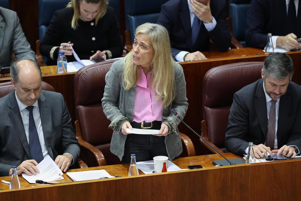 La consejera de Economía, Hacienda y Empleo de la Comunidad de Madrid, Rocío Albert, durante el pleno de la Asamblea de Madrid, a 12 de febrero de 2026, en Madrid (España).