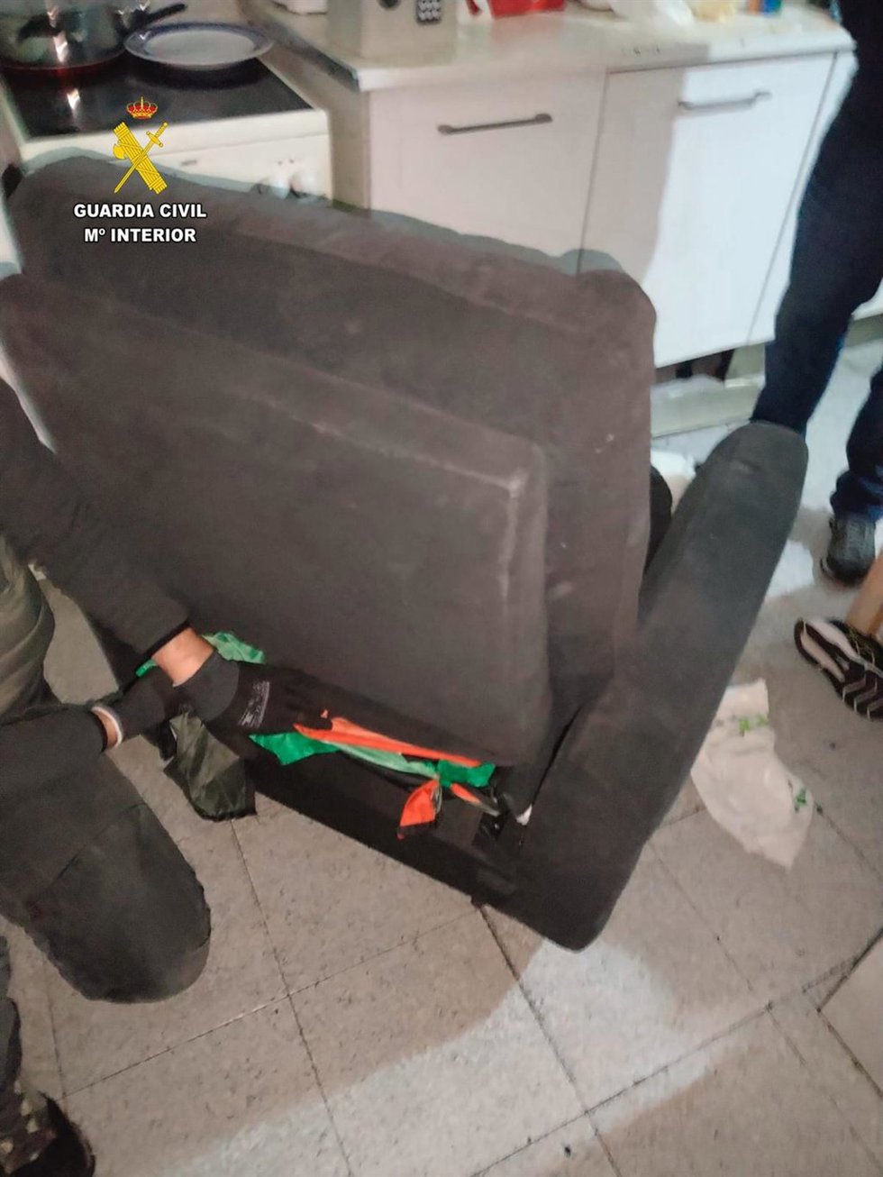 Cojín en el que se ocultó la droga