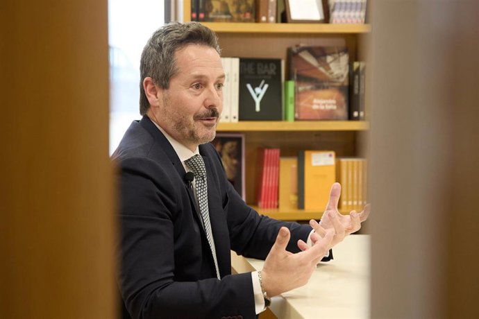 Archivo - El consejero Turismo, Cultura y Deporte, Mariano de Paco, durante una entrevista para Europa Press, en la Consejería de Cultura, Turismo y Deporte, a 21 de febrero de 2024, en Madrid (España). 