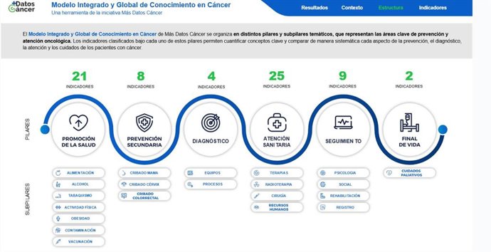 Estructura del modelo integrado y global de conocimiento en cáncer.