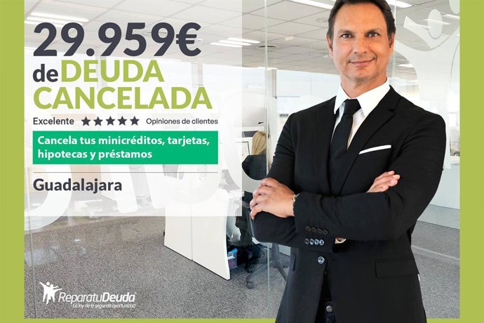 Repara tu Deuda cancela 29.959 € en Guadalajara (Castilla-La Mancha) con la Ley de Segunda Oportunidad