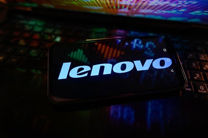 Archivo - November 2, 2023, Poland: In this photo illustration, the Lenovo logo is displayed on a smartphone.