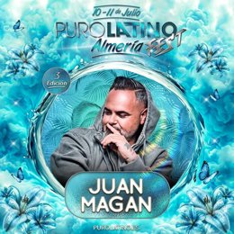 Cartel de la actuación de Juan Magán en la tercera edición del Puro Latino Almería Fest.