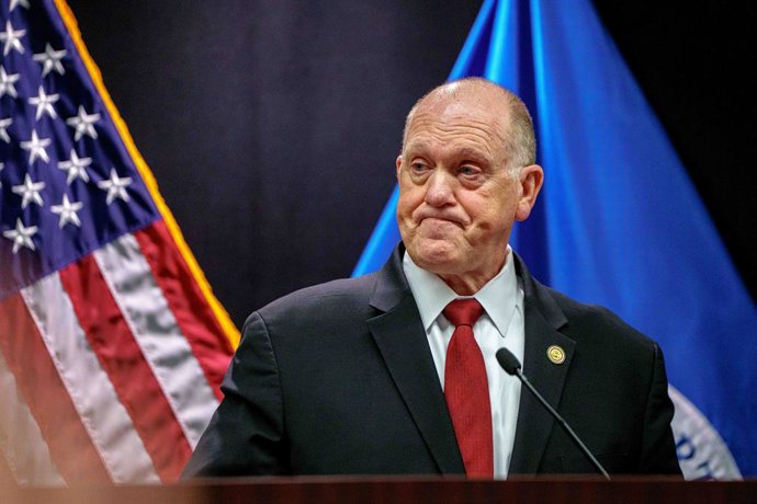 February 4, 2026, Minneapolis, Minnesota, USA: United States Border Czar TOM HOMAN holds a press conference at the Henery Bishop Whipple building in Minneapolis. He announced that they will be standing down 700 ICE/Border Patrol agents citing cooperation 