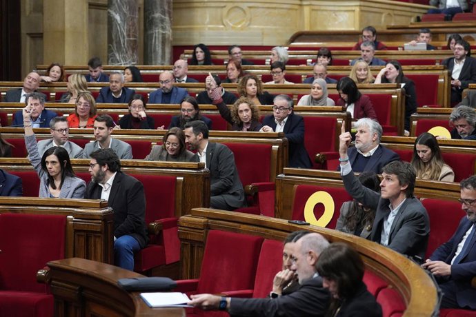 Votacions durant un ple en el Parlament de Catalunya, a 12 de febrer de 2026,