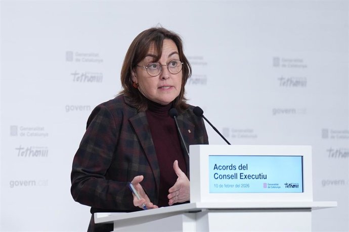 La portavoz del Govern, Sílvia Paneque, durante una rueda de prensa tras el Consell Executiu del Govern de Catalunya, a 10 de febrero de 2026, en Barcelona, Catalunya (España).