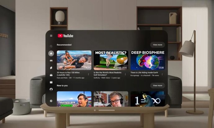 Aplicación de YouTube para Apple Vision Pro.