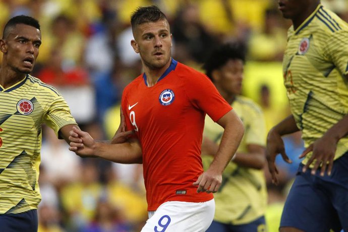 ******COBERTURA ESPECIAL, DISPONIBLE SOLO PARA CLIENTES ESPECIALMENTE ABONADOS******* Futbol, Colombia vs Chile. Partido amistoso 2019. El jugador de la seleccion chilena Diego Rubio es fotografiado durante el partido amistoso contra Colombiana disputado