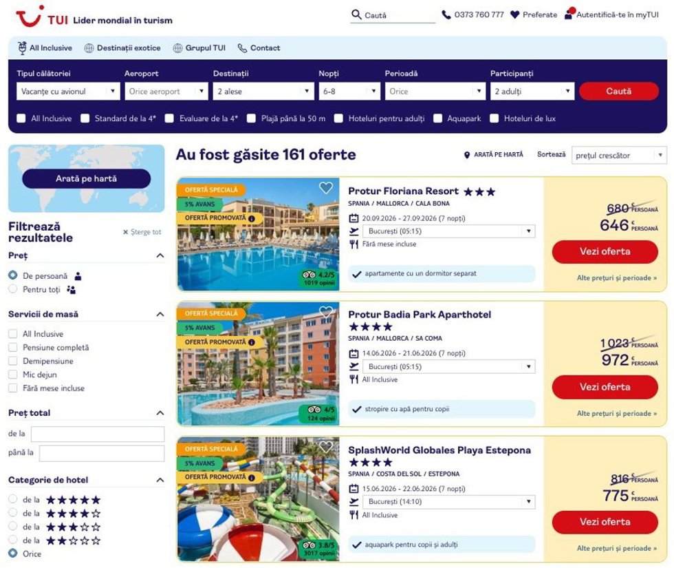 TUI amplía su presencia en Europa con la entrada en Rumanía.