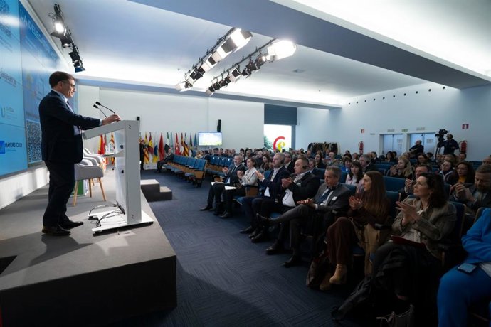 Presentación del Foro para la Reconstrucción de Ucrania en Madrid, en febrero de 2025