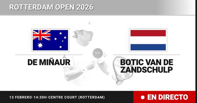 Alex de Minaur - Botic van de Zandschulp: resumen y estadísticas del partido de Cuartos de final de Rotterdam Open