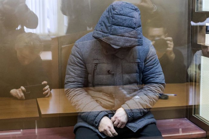 RUSSIA, MOSCOW - FEBRUARY 11, 2026: Pavel Vasin, charged with an assassination attempt against Lt Gen Vladimir Alekseyev, First Deputy Head of the Main Directorate at the General Staff of the Russian Armed Forces, attends a hearing at Zamoskvoretsky Distr