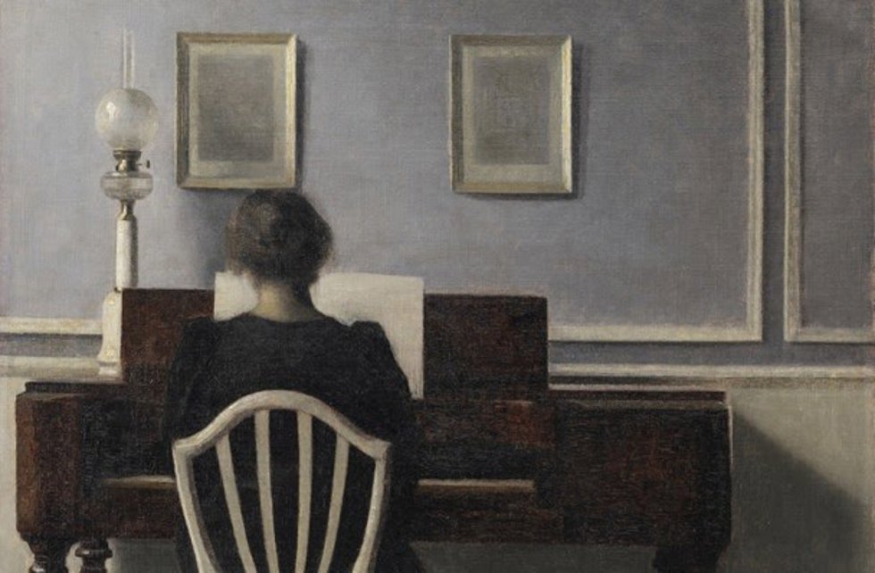 Imagen: Vilhelm Hammershi, Interior con mujer al piano, Strandgade 30, 1901. (Detalle). Colección privada