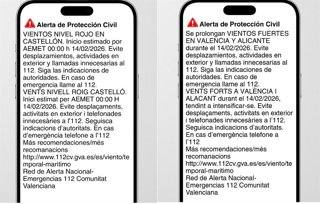 Emergències envia Es-Alert a tota la Comunitat Valenciana pel fort vent, en nivell roig a Castelló