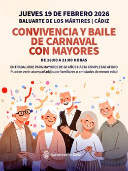 Convocatoria de convivencia y baile de Carnaval con mayores.