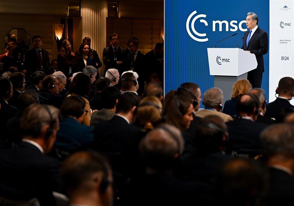 El ministro de Exteriores chino, Wang Yi, en la Conferencia de Seguridad de Múnich