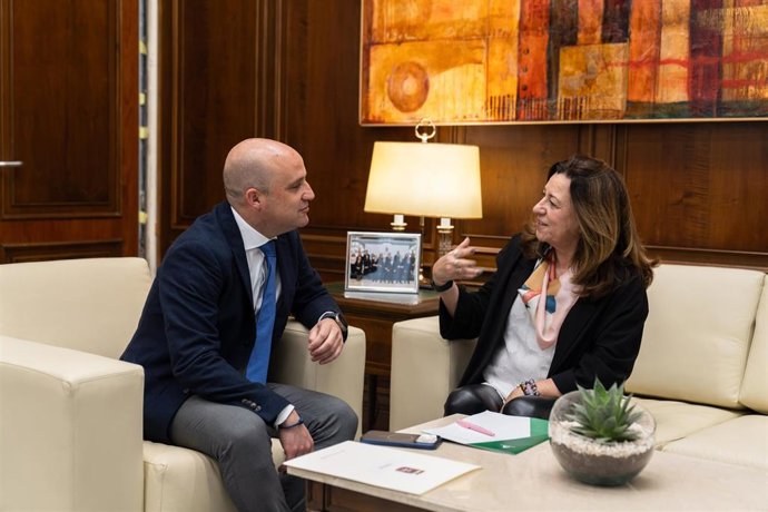 El presidente de la Diputación de Almería y la consejera de Desarrollo Educativo y FP en una reunión.
