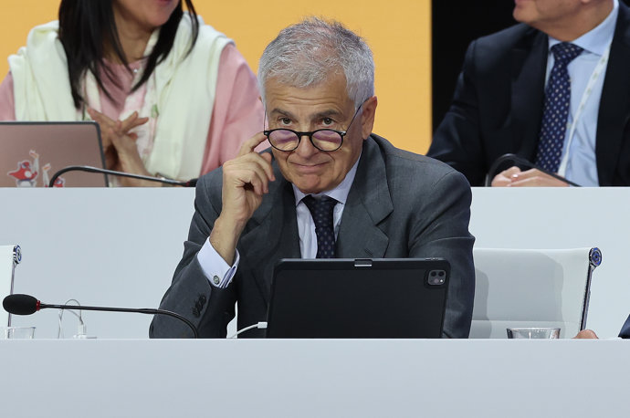 Archivo - COSTA NAVARINO, March 19, 2025  -- Candidate to the presidency of the International Olympic Committee (IOC) Juan Antonio Samaranch Junior looks on during the 144th International Olympic Committee (IOC) session in Costa Navarino, Athens, Greece, 