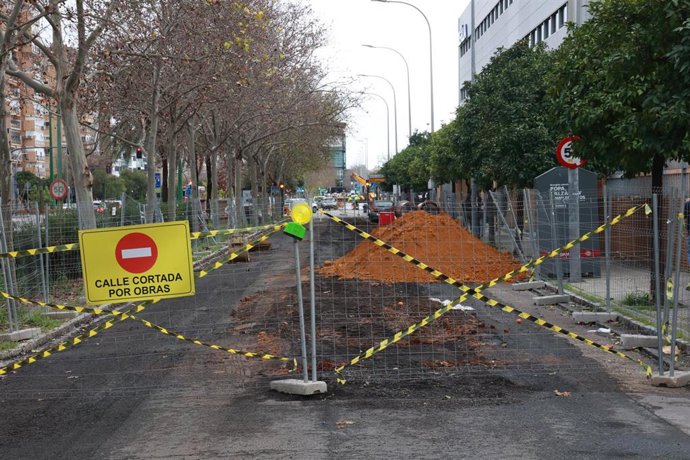 Situación de la vía de servicio de la avenida Kansas City en Sevilla