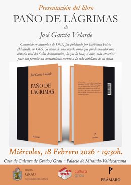 La Casa de Cultura de Grau/Grado acoge la presentación de la novela histórica ‘Paño de lágrimas’ de José García Velarde