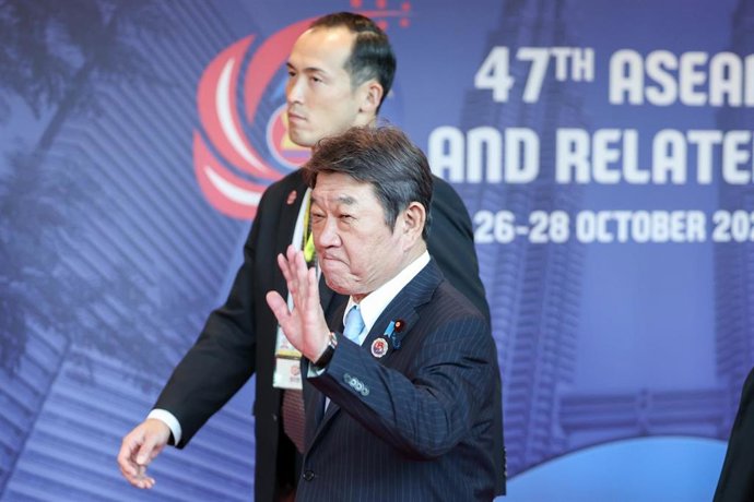 Archivo - El ministro de Exteriores de Japón, Toshimitsu Motegi