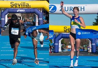 El etíope Tola Shura Kitata y la finlandesa Alisa Vainio conquistan el Zurich Maratón de Sevilla