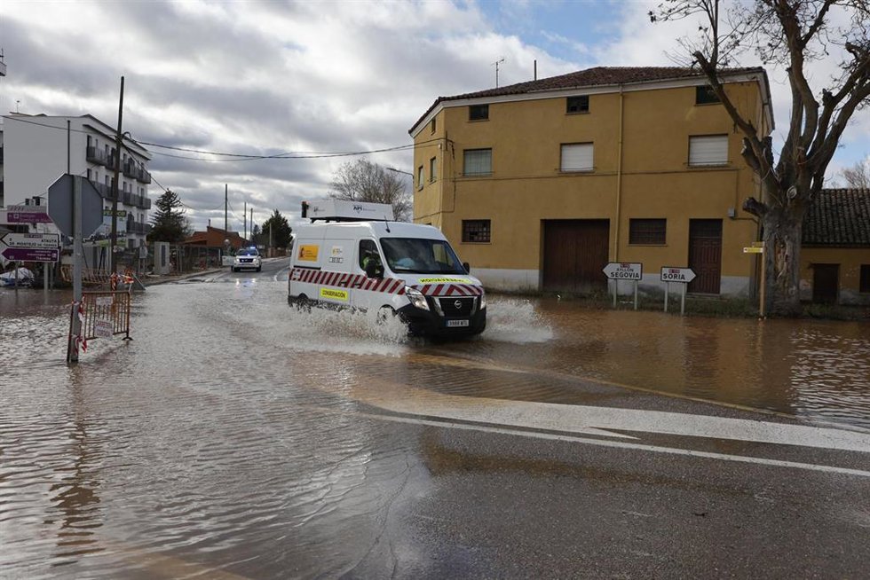 Inundaciones provocadas por el desbordamiento del río Dueroen San Esteban de Gormaz.