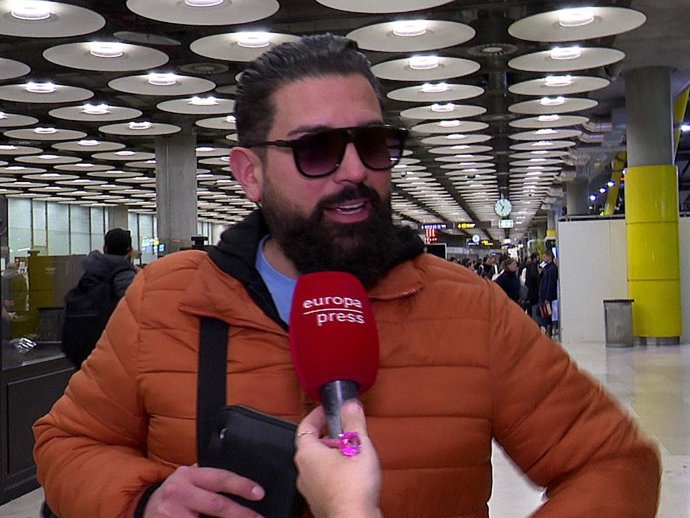 John Guts a su llegada al aeropuerto de Madrid