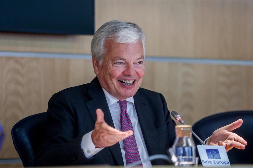 Archivo - El excomisario de Justicia de la UE, Didier Reynders, durante una rueda de prensa en Madrid para hacer balance del desbloqueo del CGPJ, meses antes de ser investigado en Bélgica.