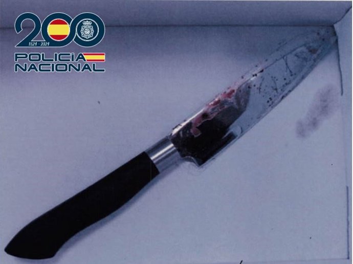 Cuchillo intervenido por la Policía Nacional tras la agresión