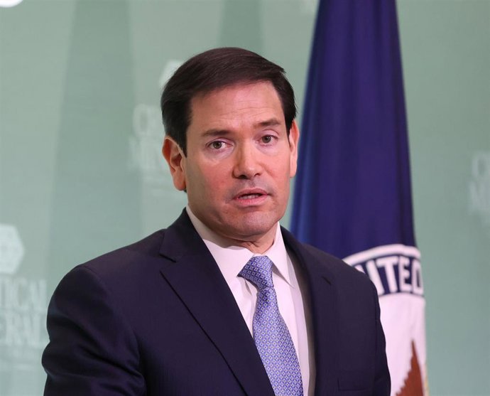 El secretario de Estado, Marco Rubio, en rueda de prensa desde Washington.