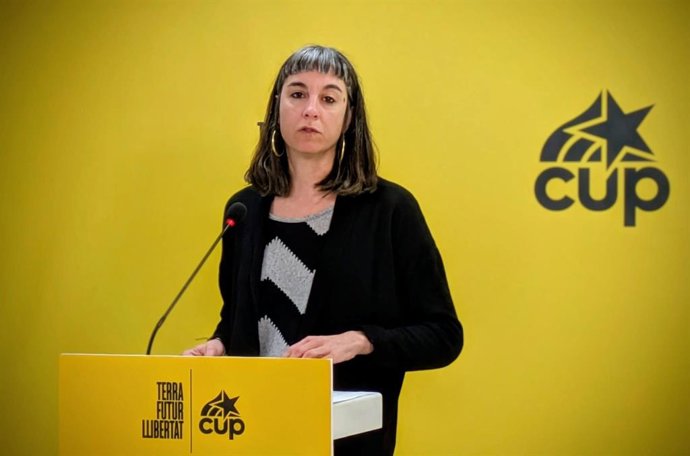 La portaveu de la CUP, Su Moreno, en la roda de premsa