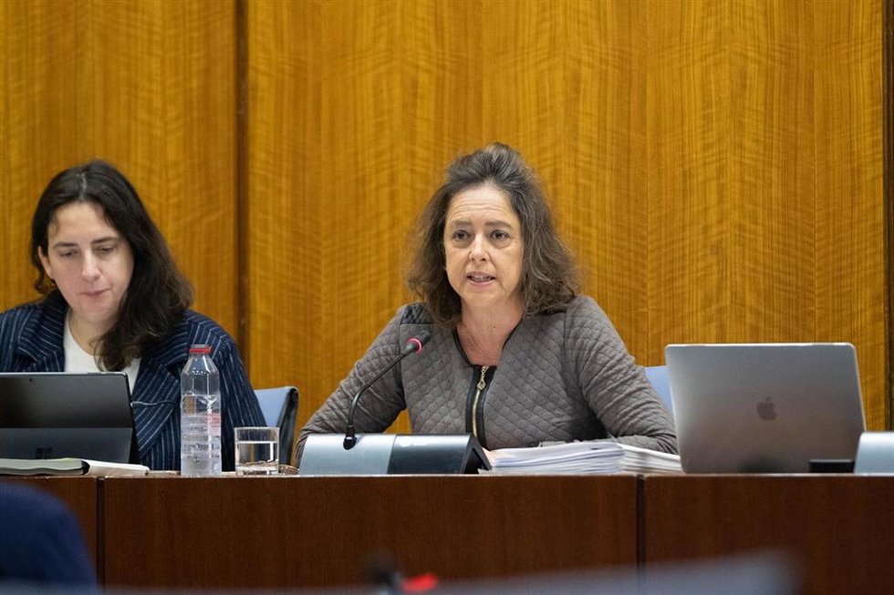 Catalina García (d), en la comisión de Sostenibilidad y Medio Ambiente.