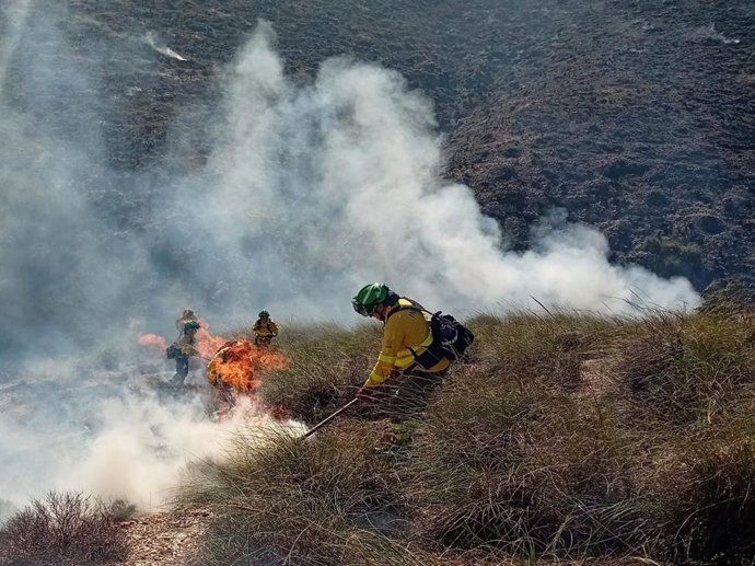Incendio forestal en Carboneras (Almería).