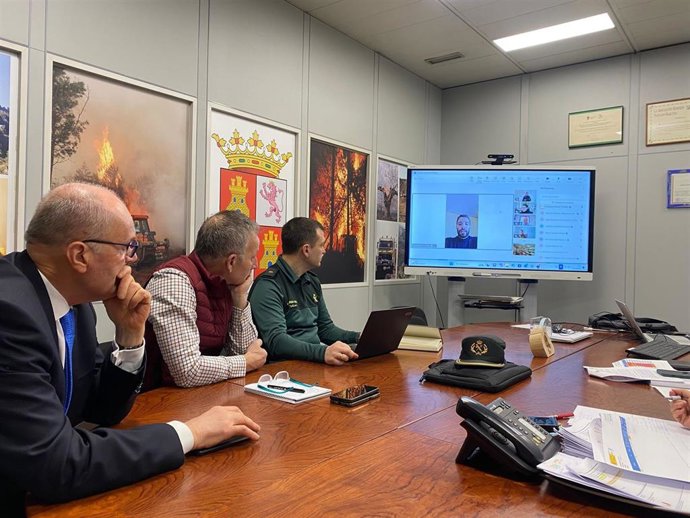 Reunión del Centro de Coordinación Operativa Integrado (Cecopi) celebrado este lunes en la delegación territorial de la Junta en León.