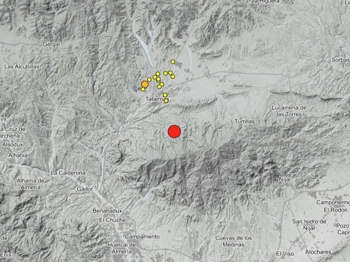 Réplicas al terremoto registrado en Tabernas (Almería).