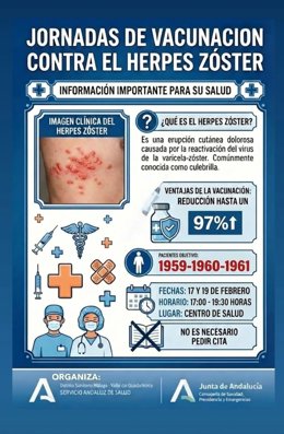 Los centros de salud de Málaga-Guadalhorce vacunan dos días sin cita contra el Herpes Zoster