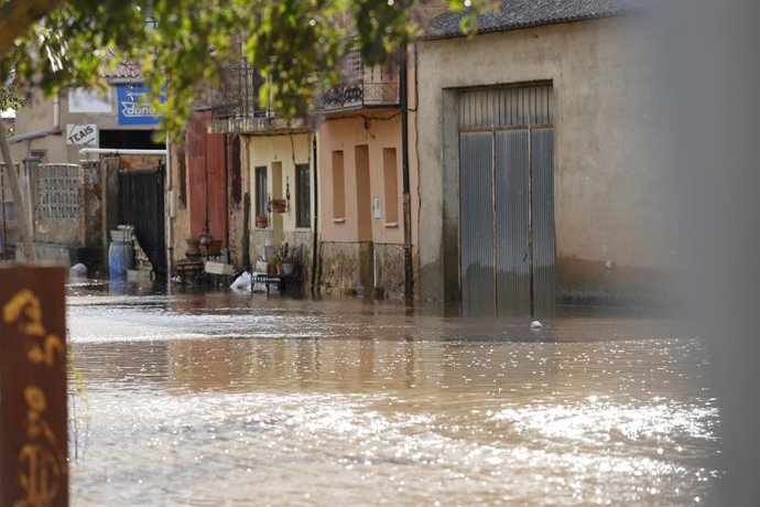 Inundaciones provocadas por el desbordamiento del río Duero, a 14 de febrero de 2026, en San Esteban de Gormaz, Soria, Castilla León (España). 