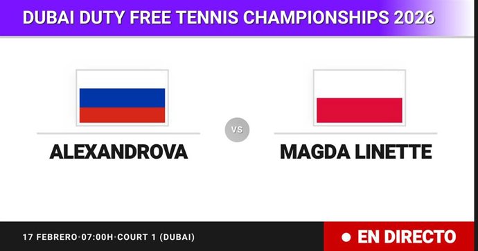 Ekaterina Alexandrova - Magda Linette: resumen y estadísticas del partido de Dieciseisavos de final de Dubai Duty Free Tennis Championships