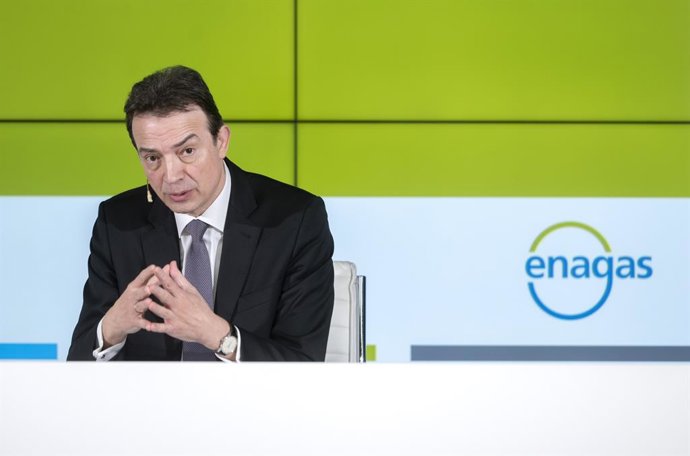 Archivo - El Director ejecutivo de Enagás, Arturo González Aizpiri, durante una rueda de prensa de Presentación de Resultados 2023 y Objetivos 2024 de Enagás, a 20 de febrero de 2024, en Madrid (España). Enagás obtuvo un beneficio neto de 342,5 millones d
