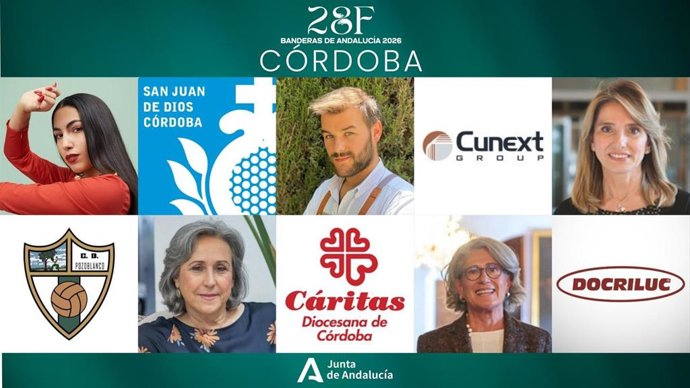 La Junta reconoce con sus Banderas de Andalucía en Córdoba a Cáritas, Cunext y el Hospital San Juan de Dios.