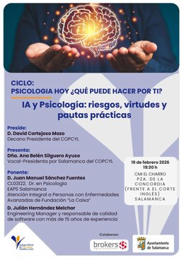El COPCYL celebra este jueves en Salamanca la charla 'IA y Psicología: riesgos, virtudes y pautas prácticas' .