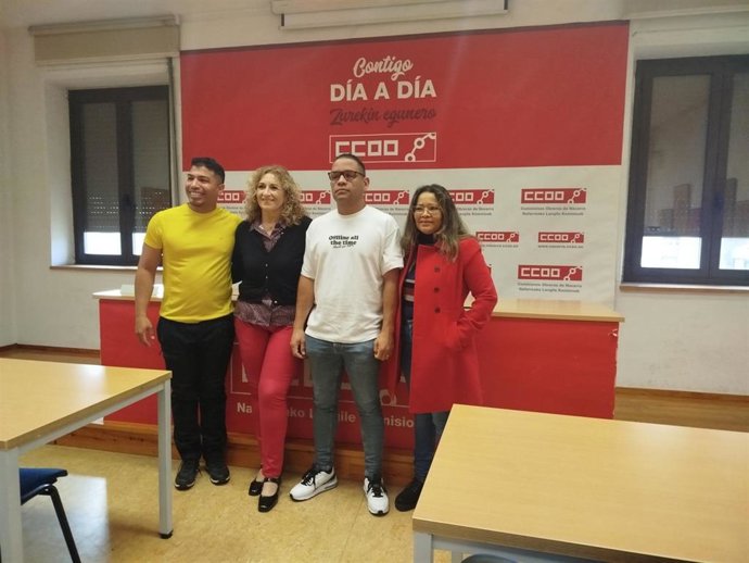 Imagen de la rueda de prensa del sindicato CCOO sobre nuevas movilizaciones en Glovo